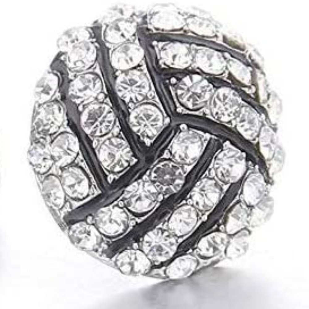 Volleyball Sports‎ Stud Earrings - Rhinestone Crystal Bling, Athletic Fashion - Picture 4 of 4